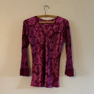 Wink Floral Long Sleeve Top - Deep Pink